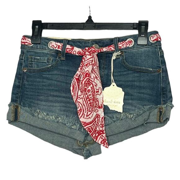 Altar'd State Pants - Altar'd State Marlo Button Fly Bandana Belt Distressed Denim Shorts Size 26 New